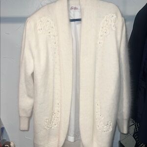 Eddie Dassin Cream Cardigan with Embroidered Details- small